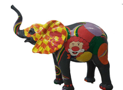 Design Statuen Bunte Figur Bemalte Statue Elefant Skulptur Deko Garten 160x160cm