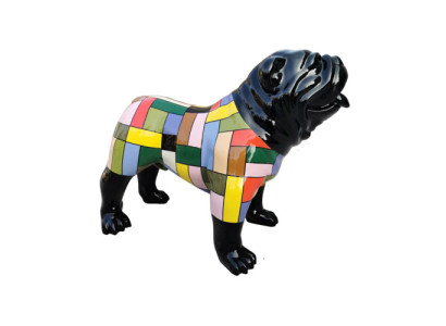 Skulptur Hund Ich bleibe draußen Kunststoff 90 cm Laden Deko Restaurant Garten