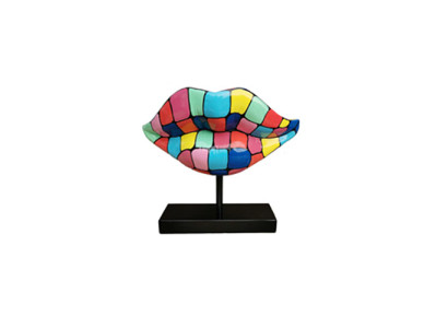 Abstrakt 47cm Design Lippen Figur Statue Skulptur Deko Statuen Dekoration Kuss