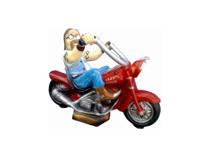 Skulptur Biker auf einem Motorrad Dekoration Statuen Figuren Skulpturen 58 cm