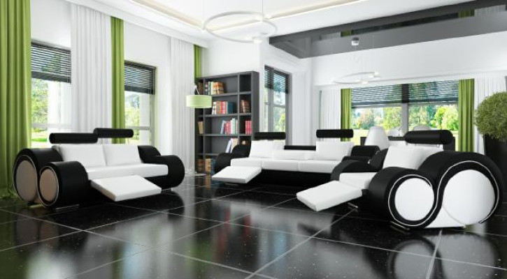 3/2/1 SITZER mit USB RELAX COUCHGARNITUR POLSTERGARNITUR LEDER SOFA SOFAGARNITUR
