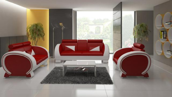 LEDERSOFA mit USB POLSTERGARNITUR LEDERCOUCH GARNITUR LEDERGARNITUR 3+2+1 Neu