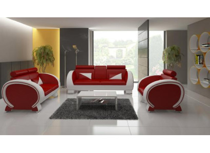 LEDERSOFA mit USB POLSTERGARNITUR LEDERCOUCH GARNITUR LEDERGARNITUR 3+2+1 Neu