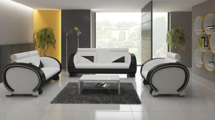 LEDERSOFA mit USB POLSTERGARNITUR LEDERCOUCH GARNITUR LEDERGARNITUR 3+2+1 Neu