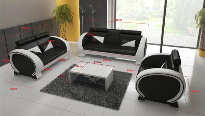 Ledersofa Mit USB,Ledergarnitur 3+2+1 Polstergarnitur Ledercouch Garnitur VIGO
