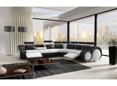 Ledersofa mit USB Sofa Eckcouch Design Sofa Ledercouch Ecksofa Wohnlandschaft