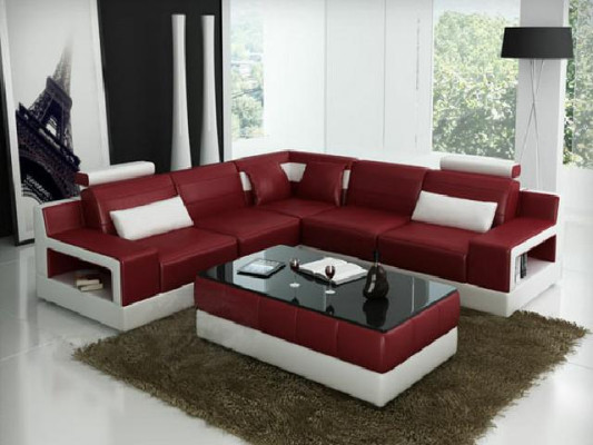 ECKSOFA + USB DESIGN LEDERSOFA BETTFUNKTION GARNITUR WOHNLANDSCHAFT POLSTER NEU