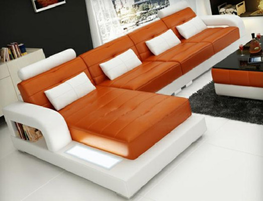 LEDERSOFA SOFA USB ECKSOFA SOFAGARNITUR DESIGN COUCH WOHNLANDSCHAFT Maßfertigung