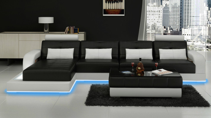 LEDERSOFA SOFA USB ECKSOFA SOFAGARNITUR DESIGN COUCH WOHNLANDSCHAFT Maßfertigung