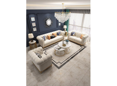 Ledersofa Couch Polster Sofagarnitur Sofa Polster Garnituren 6tlg. Chesterfield