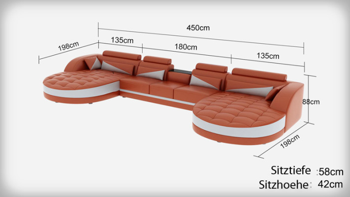 Ecksofa Design Eckgarnitur Eckcouch Sofa Wohnlandschaft Couch Polster Tisch USB