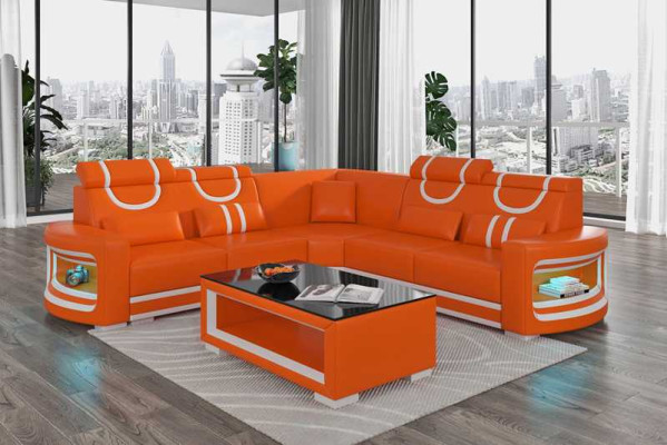 Ecksofa Luxus Eckgarnitur Ledersofa L Form Weiß Couch Sofa Design Neu