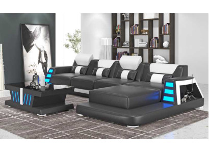 Ecksofa Ledersofa L Form Couch Sofa Schwarz Luxus Moderne Eckgarnitur