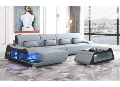 Ecksofa L Form Ledersofa Couch Sofa Blau Luxus Moderne Eckgarnitur Couchen