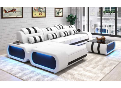 Eckgarnitur Ecksofa L Form Ledersofa Sofa Couch Weiß Luxus Design Couchen
