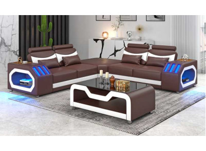 Eckgarnitur Ecksofa L Form Ledersofa Couch Sofa Braun Luxus Moderne