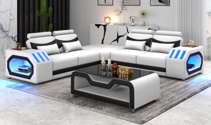 Eckgarnitur Ecksofa L Form Ledersofa Couch Sofa Braun Luxus Moderne