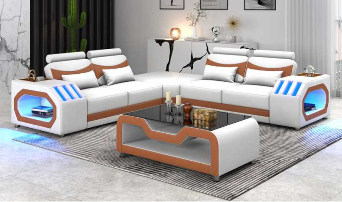 Eckgarnitur Ecksofa L Form Ledersofa Couch Sofa Braun Luxus Moderne