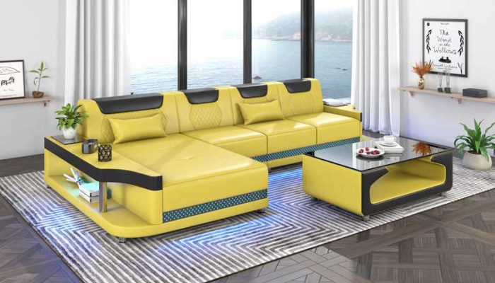 Eckgarnitur Ecksofa L Form Ledersofa Couch Sofa Grau Luxus Moderne Couchen