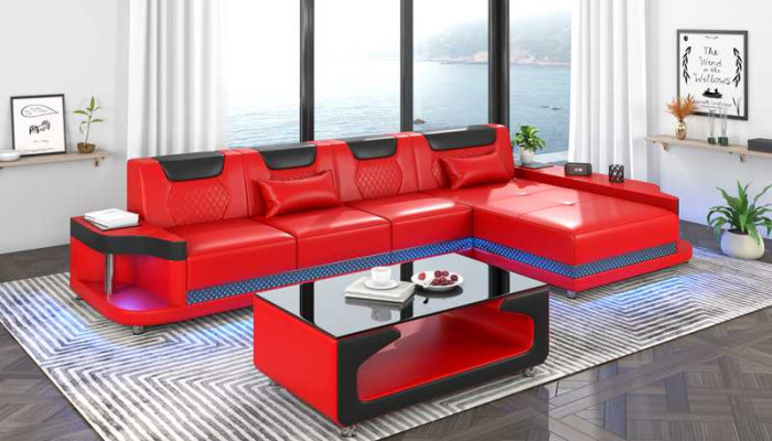 Eckgarnitur Ecksofa L Form Ledersofa Couch Sofa Grau Luxus Moderne Couchen
