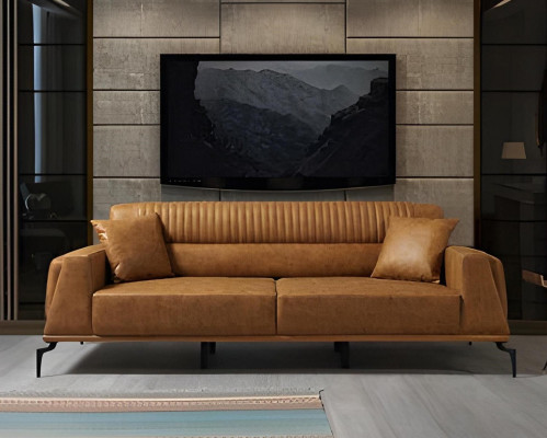 Wohnzimmer Braune Sofagarnitur Designer 2x Dreisitzer Couchen Edle Möbel