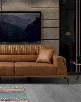 Wohnzimmer Braune Sofagarnitur Designer 2x Dreisitzer Couchen Edle Möbel