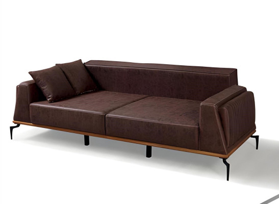 Wohnzimmer Braune Sofagarnitur Designer 2x Dreisitzer Couchen Edle Möbel