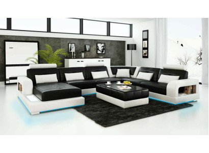 Ledersofa Couch Wohnlandschaft Ecksofa Eck Garnitur Design Modern Sofa L6008