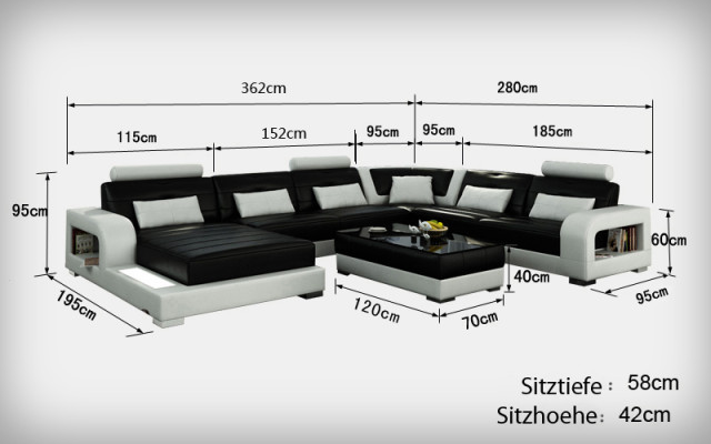 Ledersofa Couch Wohnlandschaft Ecksofa Eck Garnitur Design Modern Sofa L6008