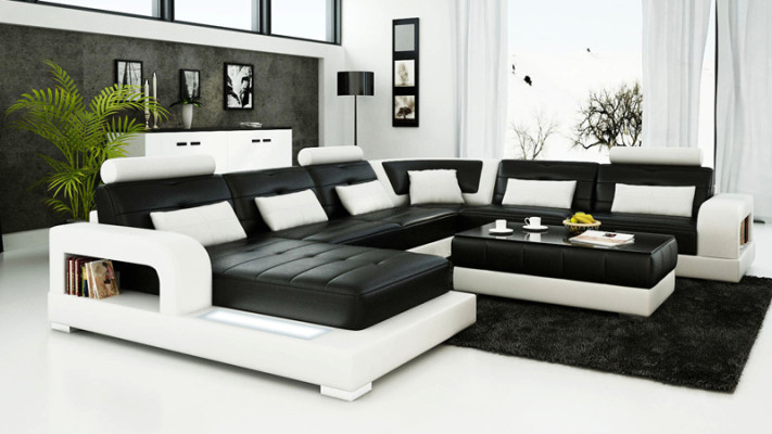 Ledersofa Couch Wohnlandschaft Ecksofa Eck Garnitur Design Modern Sofa L6008