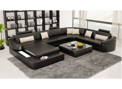 Ledersofa Couch Wohnlandschaft Ecksofa Eck Garnitur Design Modern Sofa L6011