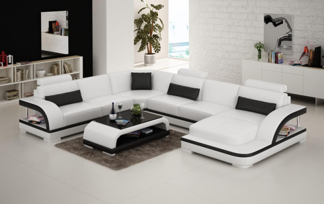 Ledersofa Couch Wohnlandschaft Ecksofa Eck Garnitur Design Modern Sofa G8011 Neu