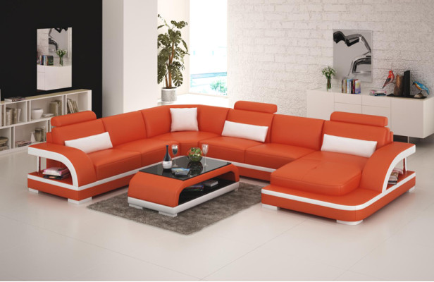 Ledersofa Couch Wohnlandschaft Ecksofa Eck Garnitur Design Modern Sofa G8011 Neu