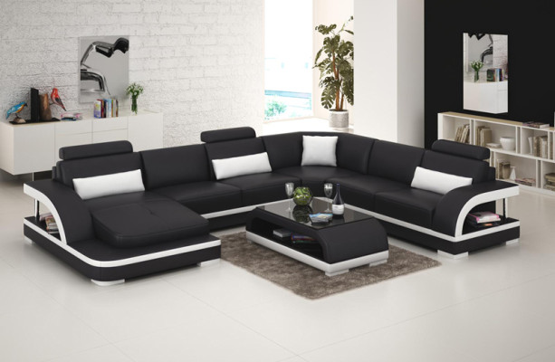 Ledersofa Couch Wohnlandschaft Ecksofa Eck Garnitur Design Modern Sofa G8011 Neu