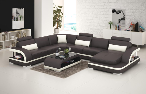 Ledersofa Couch Wohnlandschaft Ecksofa Eck Garnitur Design Modern Sofa G8011 Neu