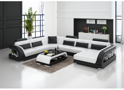 Ledersofa Couch Wohnlandschaft Ecksofa Eck Garnitur Design Modern Sofa G8012