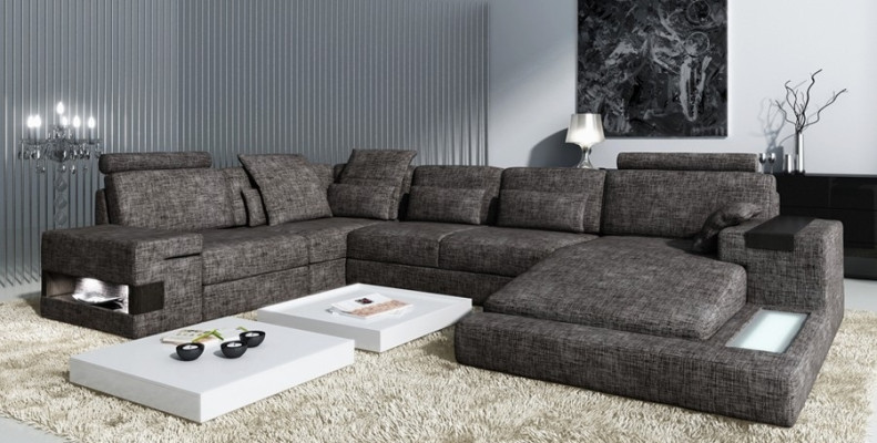 Ecksofa Ledersofa Sofa Couch Polster Garnitur Form XXL Big Sofas Wohnlandschaft
