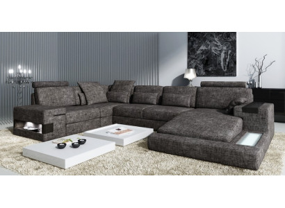 Ecksofa Ledersofa Sofa Couch Polster Garnitur Form XXL Big Sofas Wohnlandschaft
