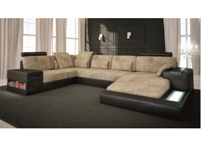Ledersofa Couch Sofa Polster Wohnlandschaft U-Form Ecksofa Design Sofa Bellini