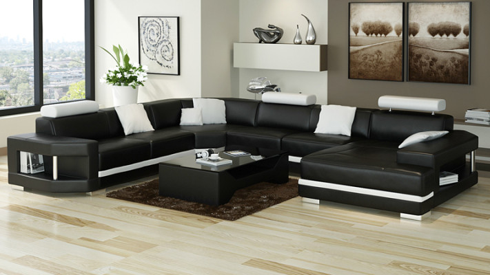 Ledersofa Sofa Couch Wohnlandschaft Ecksofa Garnitur Design Modern Sofa K5012