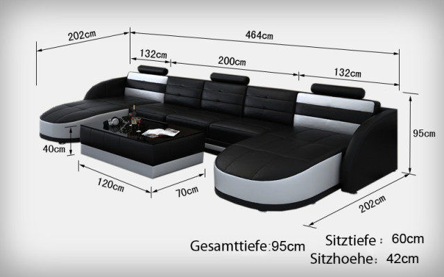 Ledersofa Sofa Couch Wohnlandschaft Ecksofa Garnitur Design Modern Sofa K5018B