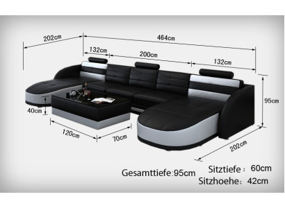 Ledersofa Sofa Couch Wohnlandschaft Ecksofa Garnitur Design Modern Sofa K5018B