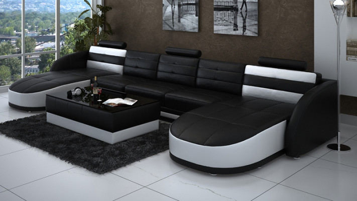 Ledersofa Sofa Couch Wohnlandschaft Ecksofa Garnitur Design Modern Sofa K5018B