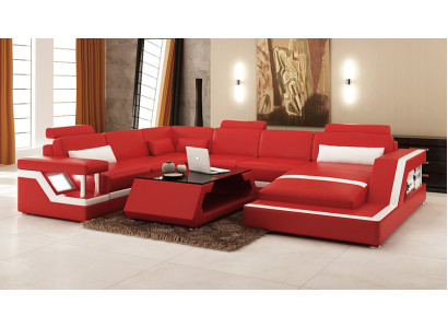 Ledersofa Couch Wohnlandschaft Ecksofa Eck Garnitur Design Modern Sofa L6002