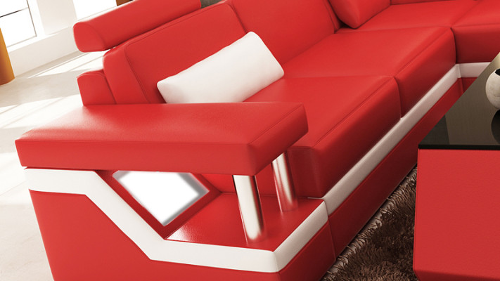 Ledersofa Couch Wohnlandschaft Ecksofa Eck Garnitur Design Modern Sofa L6002