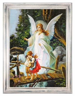„Engel über den Kindern“ Handarbeit Ölbilder Gemälde Leinwand G102883