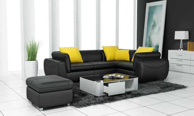Ledersofa Couch Wohnlandschaft Ecksofa Eck Garnitur Design Modern Sofa F_3014C