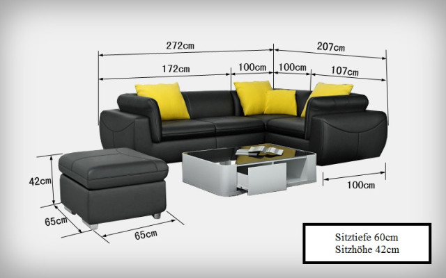 Ledersofa Couch Wohnlandschaft Ecksofa Eck Garnitur Design Modern Sofa F_3014C