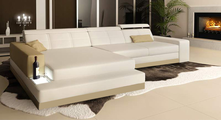 Ledersofa Couch Wohnlandschaft Ecksofa Eck Garnitur Design Modern Sofa C4010B