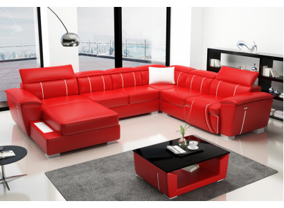 Ledersofa Couch Polster Designer Leder Sofas Sofa U-Form Couchen Wohnlandschaft